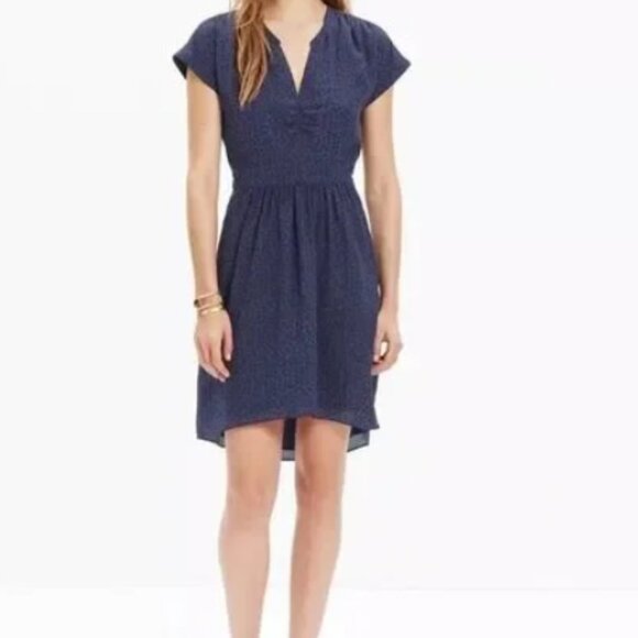 Madewell Dresses & Skirts - Madewell Black And Blue Leaf Print High Low Women's Dress Size 4 EUC